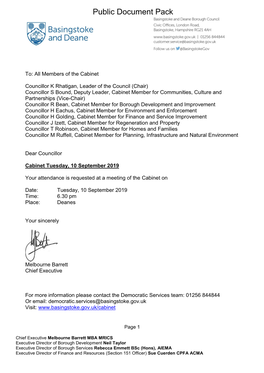 (Public Pack)Agenda Document for Cabinet, 10/09/2019 18:30