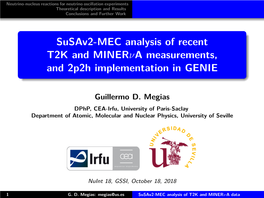 Susav2-MEC Analysis of Recent T2K and Minerνa Measurements, and 2P2h Implementation in GENIE