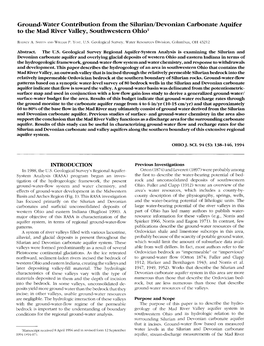 Ground-Water Contribution from the Silurian/Devonian Carbonate Aquifer to the Mad River Valley, Southwestern Ohio1