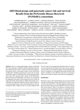 ABO Blood Groups and Pancreatic Cancer Risk and Survival: Results from the Pancreatic Disease Research (Pandora) Consortium