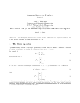 Notes on Kronecker Products Revision 03