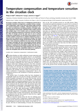 Temperature Compensation and Temperature Sensation in the Circadian Clock