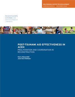 Post-Tsunami Aid Effectiveness in Aceh Proliferation and Coordination in Reconstruction