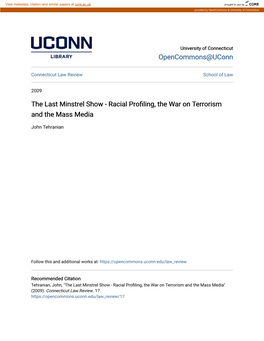 The Last Minstrel Show - Racial Profiling, the Arw on Terrorism and the Mass Media