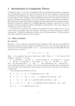 1 Introduction to Complexity Theory