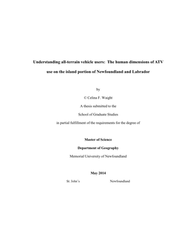 The Human Dimensions of ATV Use on the Island Portion of Newfoundland