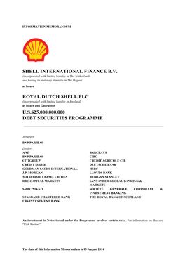 Shell International Finance B.V. Royal Dutch Shell Plc