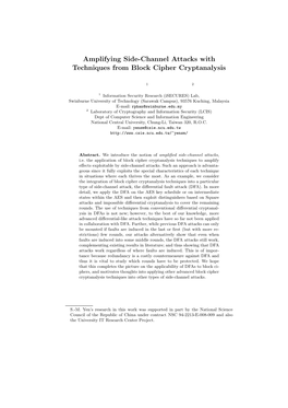 Amplifying Side-Channel Attacks with Techniques from Block Cipher Cryptanalysis