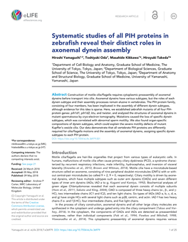 Systematic Studies of All PIH Proteins in Zebrafish Reveal Their Distinct