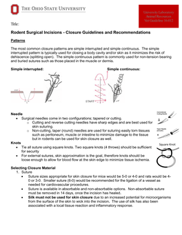 Rodent Surgical Incisions - Closure Guidelines and Recommendations