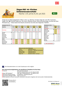 Siegen Hbf Kirchen Schienenersatzverkehr