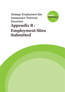 Appendix B : Employment Sites Submitted Sites Submitted to the 2014 & 2016 Call for Sites for Employment Uses