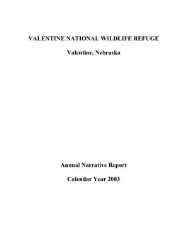 2003 Valentine National Wildlife Refuge Annual Narrative