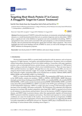 Targeting Heat Shock Protein 27 in Cancer: a Druggable Target for Cancer Treatment?