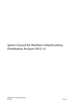 Sports Council for Northern Ireland Lottery Distribution Account 2012-13