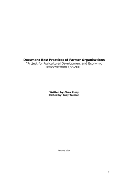 Document Best Practices of Farmer Organisations “Project for Agricultural Development and Economic Empowerment (PADEE)”