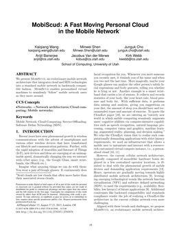 Mobiscud: a Fast Moving Personal Cloud in the Mobile Network∗