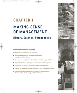 CHAPTER 1 MAKING SENSE of MANAGEMENT History, Science, Perspectives