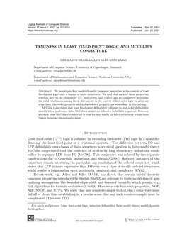 Tameness in Least Fixed-Point Logic and Mccolm's Conjecture