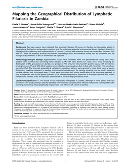 Mapping the Geographical Distribution of Lymphatic Filariasis in Zambia