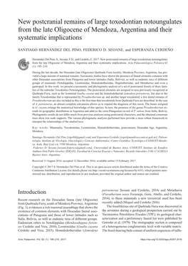 New Postcranial Remains of Large Toxodontian Notoungulates from the Late Oligocene of Mendoza, Argentina and Their Systematic Implications