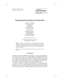 Polynomial and Normal Bases for Finite Fields