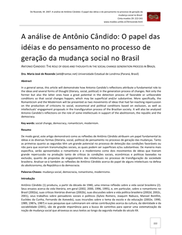 A Análise De Antônio Cândido