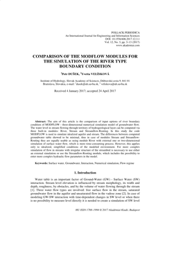 Comparison of the Modflow Modules for the Simulation of the River Type Boundary Condition