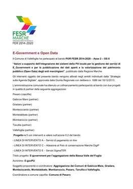 Programma Operativo Regionale E-Government E Open Data