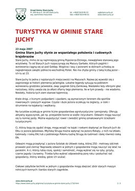 Turystyka W Gminie Stare Juchy