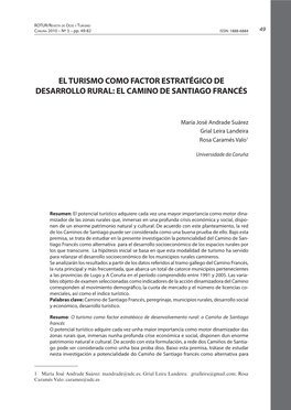 El Turismo Como Factor Estratégico De Desarrollo Rural: El Camino De Santiago Francés