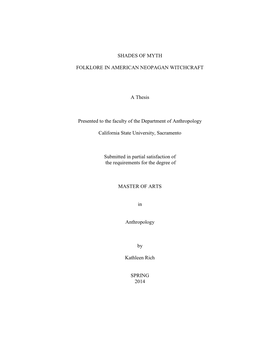 Shades of Myth Folklore in American Neopagan