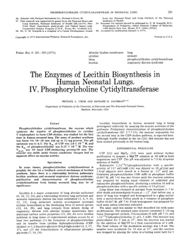 The Enzymes of Lecithin Biosynthesis in Human Neonatal Lungs. IV