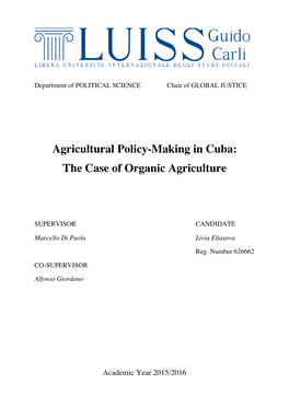 Agricultural Policy-Making in Cuba: the Case of Organic Agriculture