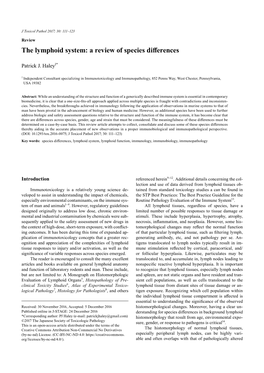 The Lymphoid System: a Review of Species Differences