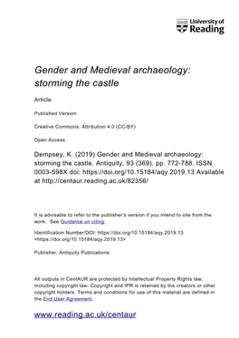 Gender and Medieval Archaeology: Storming the Castle