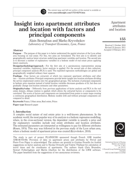 Insight Into Apartment Attributes and Location with Factors and Principal