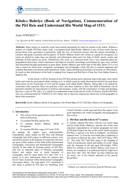 Kitab-I Bahriye (Book of Navigation), Commemoration of the Pîrî Reis and Understand His World Map of 1513