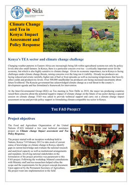 Climate Change and Tea in Kenya: Impact Assessment and Policy Response