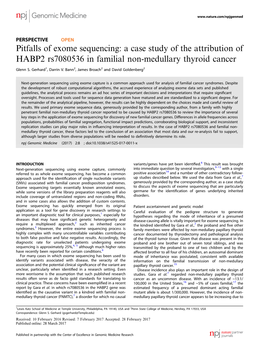 Pitfalls of Exome Sequencing: a Case Study of the Attribution of HABP2 Rs7080536 in Familial Non-Medullary Thyroid Cancer