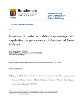 Influence of Customer Relationship Management Capabilities on Performance of Commercial Banks in Kenya