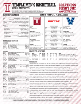 TEMPLE MEN's BASKETBALL ASSOCIATED PRESS POLL Ranked Record Vs