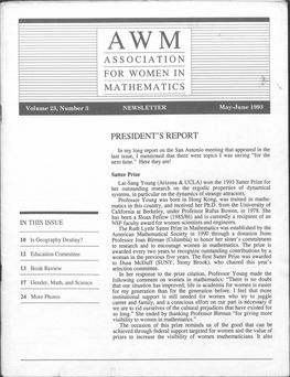 Association for Women in Mathematics President'sreport