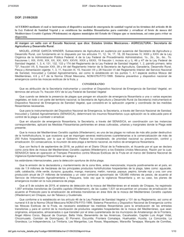 ACUERDO Mediante El Cual Se Instrumenta El Dispositivo Nacional De Emergencia De Sanidad Vegetal En