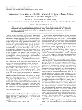 Paerucumarin, a New Metabolite Produced by the Pvc Gene Cluster from Pseudomonas Aeruginosaᰔ† Michael F