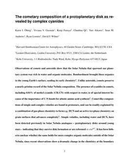 The Cometary Composition of a Protoplanetary Disk As Re- Vealed by Complex Cyanides