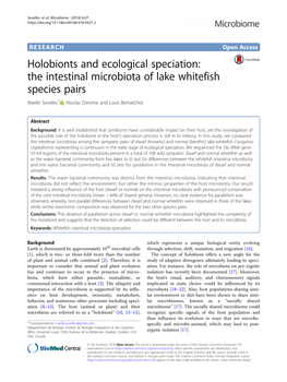 The Intestinal Microbiota of Lake Whitefish Species Pairs Maelle Sevellec* , Nicolas Derome and Louis Bernatchez