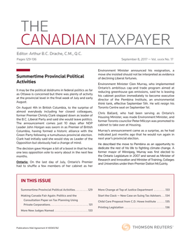 THE CANADIAN TAXPAYER Editor: Arthur B.C