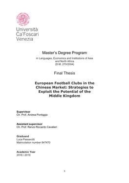 Master's Degree Program Final Thesis