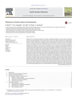 Platinum in Earth Surface Environments